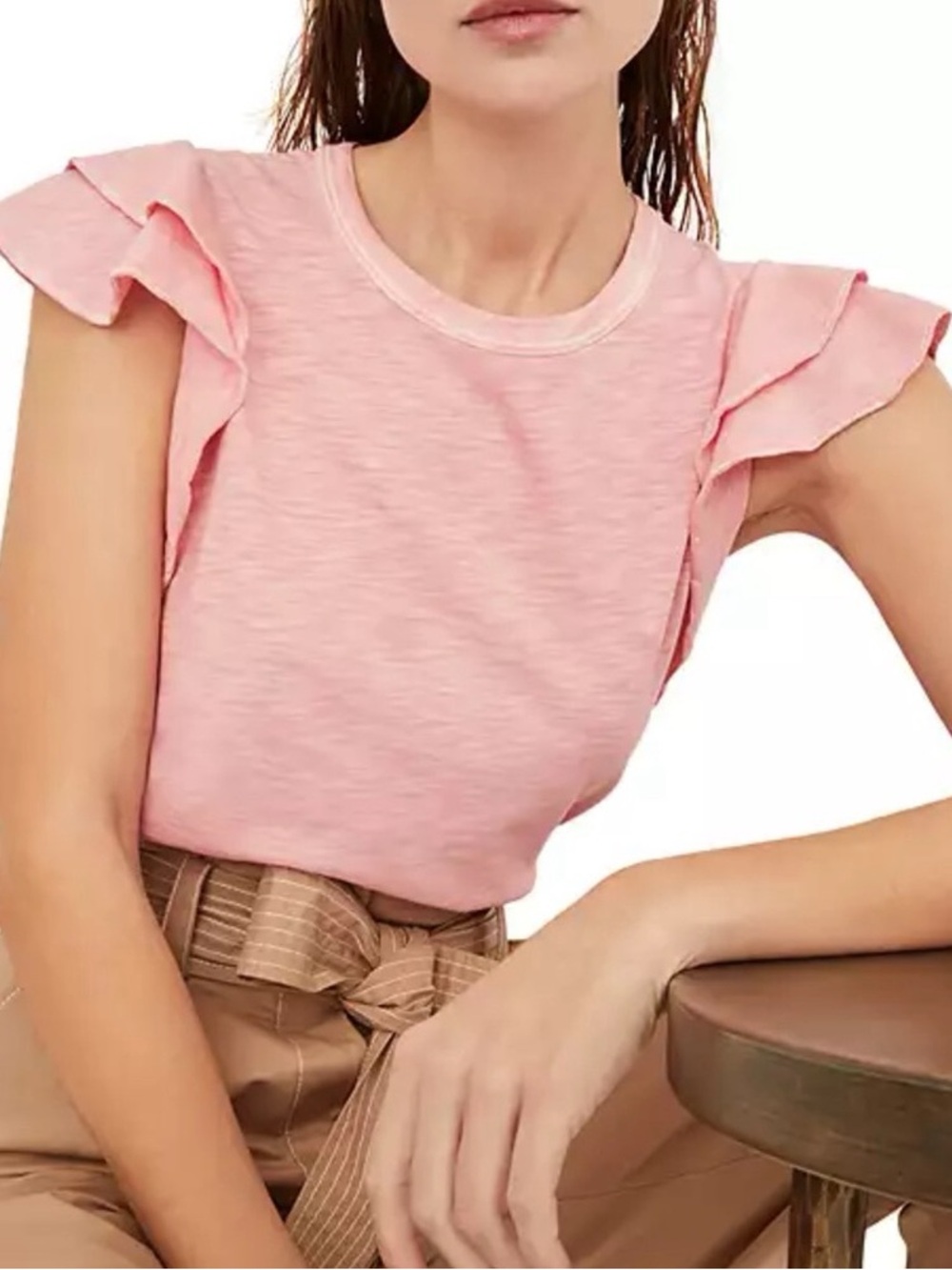 NWOT Veronica Beard Akeela Pink Ruffle Sleeve Tank Top size S